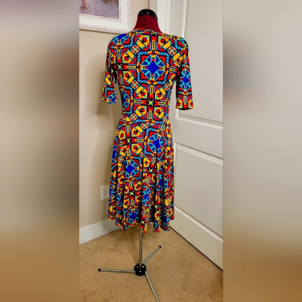 Lularoe M Red Black Green  Blue dress